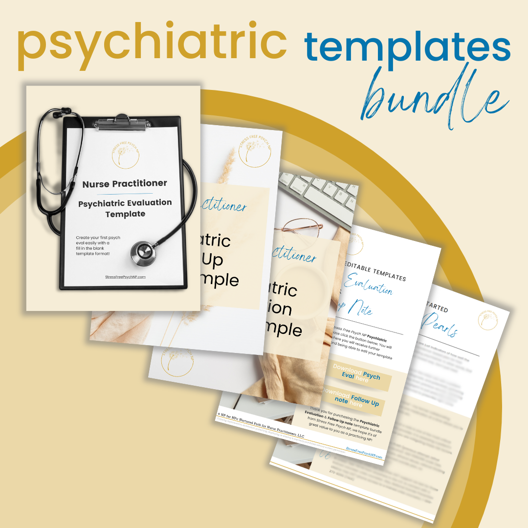 Pages of the PMHNP Documentation Note Templates spread out