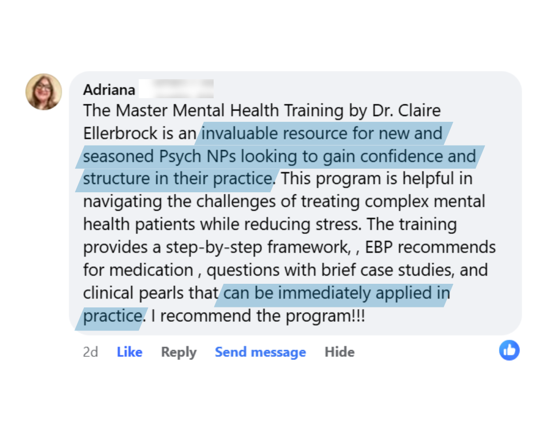 Adriana testimonial PMHNP