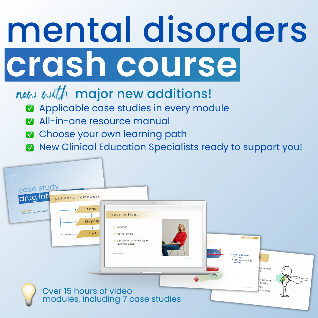 Mental Disorders Crash Course promo image highlighting case study on a computer screen
